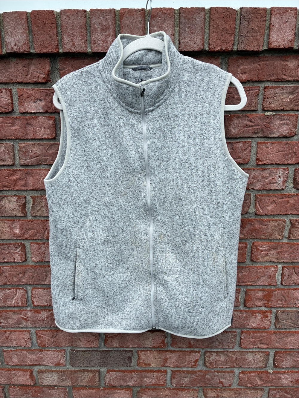LL Bean XL Women’s Vest, Full-Zip, Gray, Stand-up collar